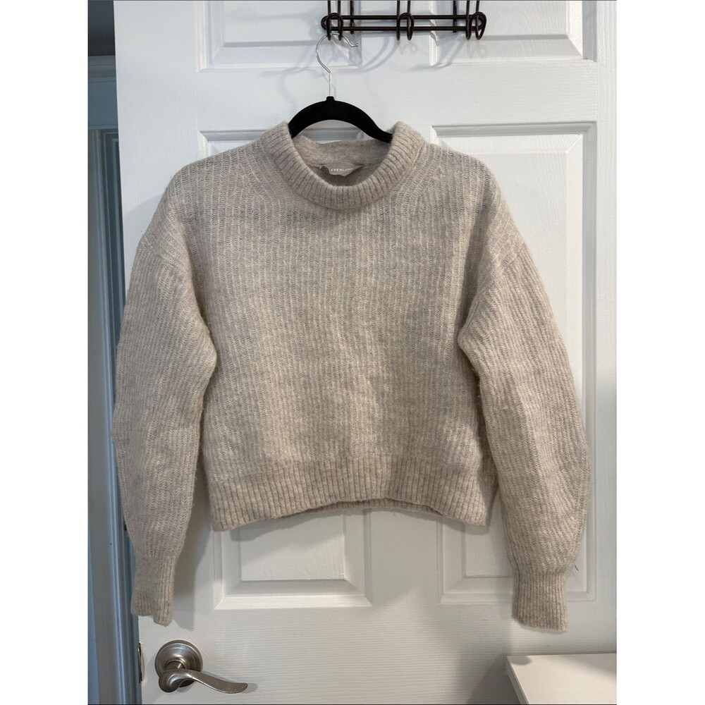 Everlane Cream Ribbed Turtleneck Alpaca and Merino Wool Sweater
